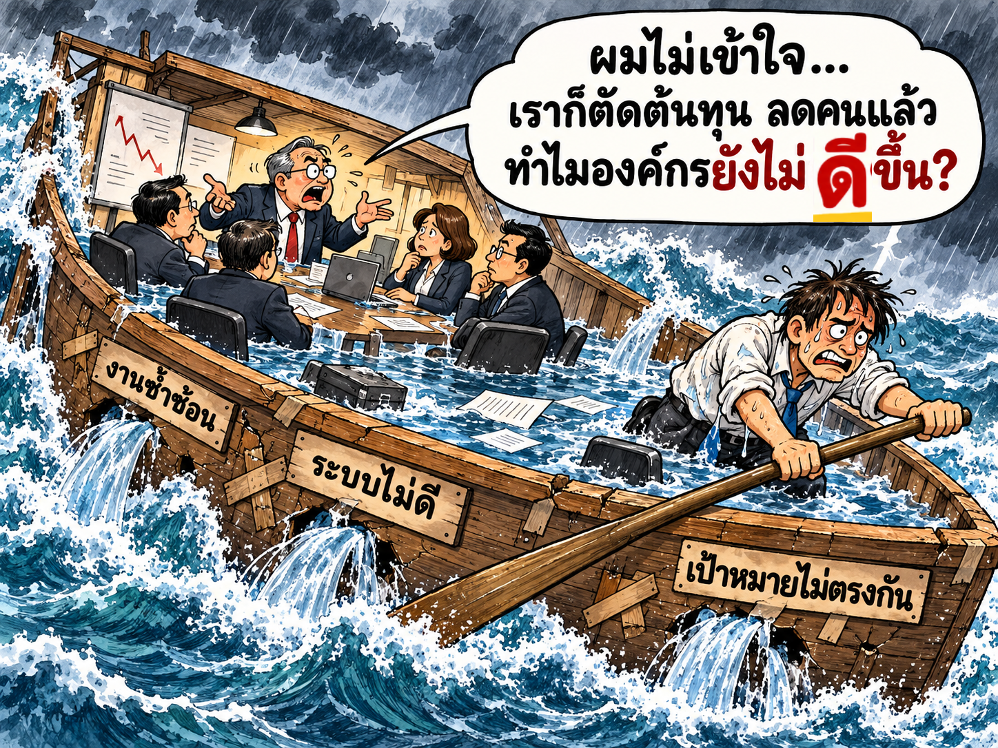 ภาพสะท้อนปัญหาองค์กรที่ลดต้นทุนและปรับปรุงแล้วแต่ผลลัพธ์ยังไม่ดีขึ้น